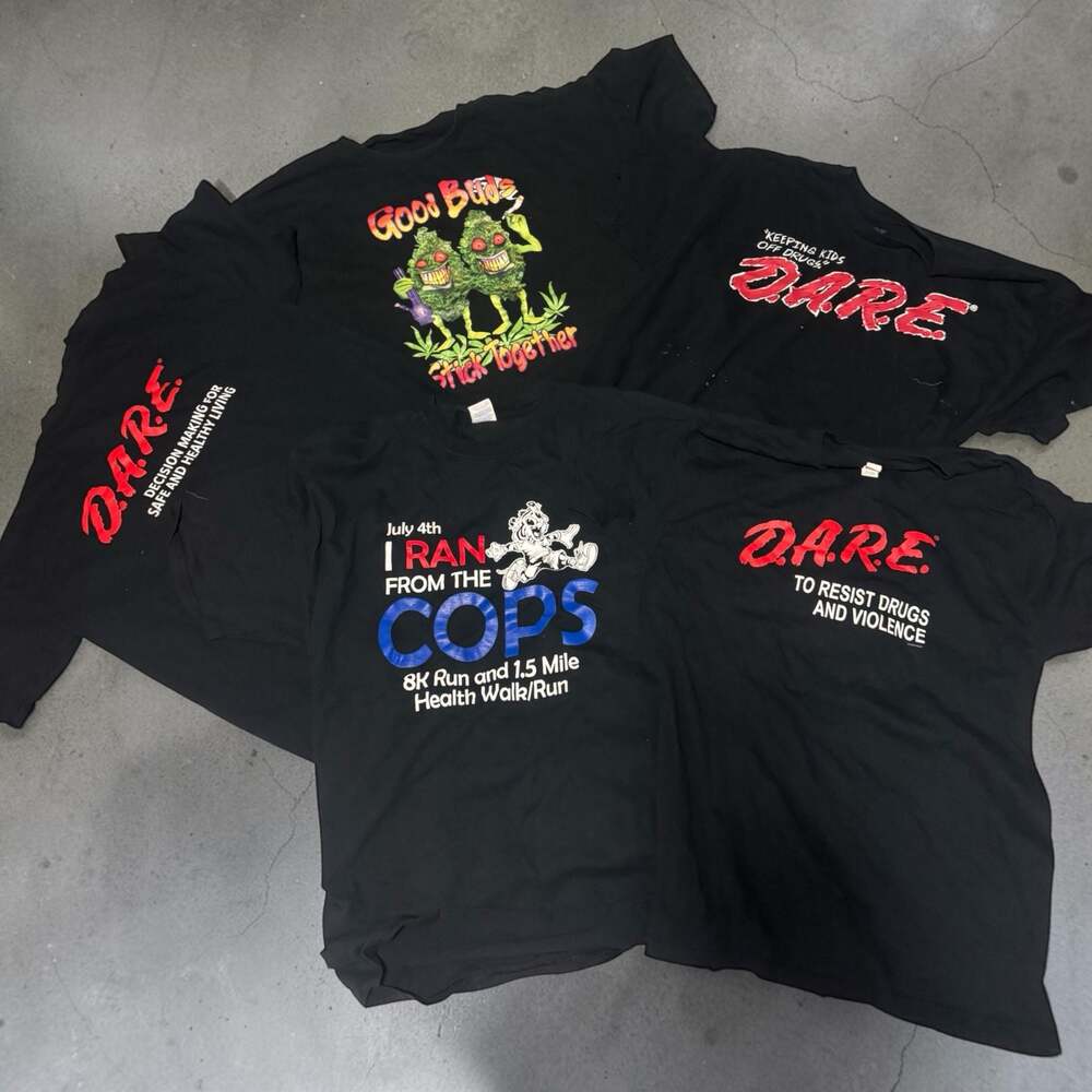 Vintage D.A.R.E. and Parody Graphic T-Shirt Bundle, 5-Piece Lot